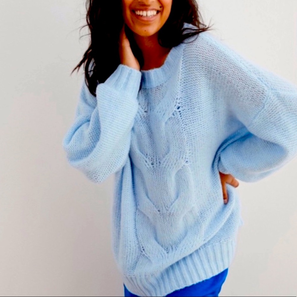 Aerie Happy Place Light Blue Oversized Sweater